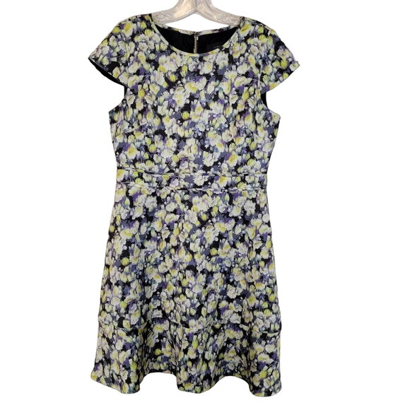 J. Crew Women's Floral Print Fit & Flare Dress Cap Sleeve Multicolor Size 10 - Picture 1 of 7